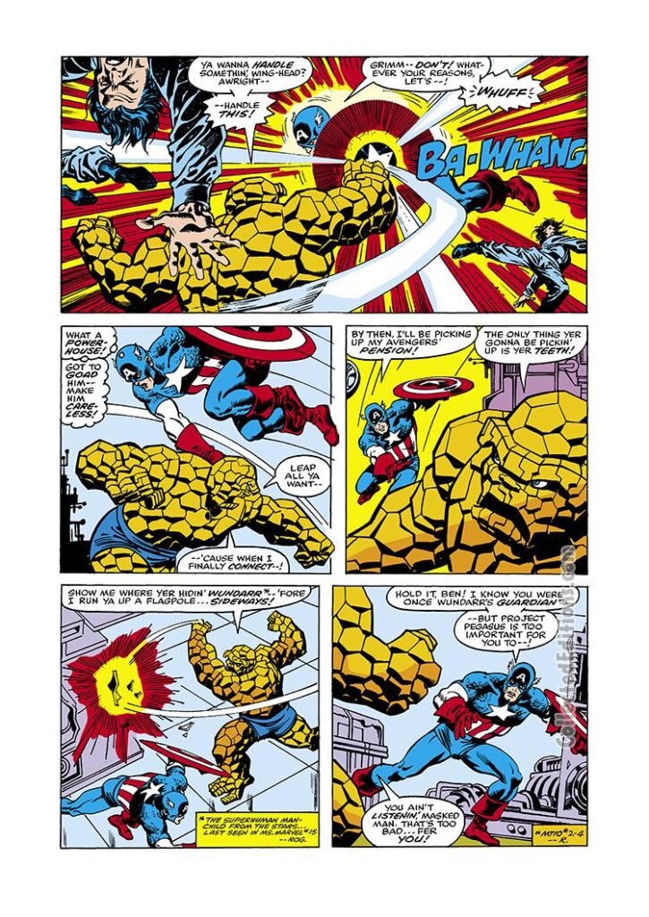 Marvel Two-In-One #42, pg. 4; pencils, Sal Buscema; Thing/Captain America