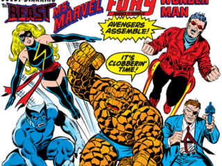 Marvel Two-In-One #51, cover; pencils, George P&eacute;rez; inks, Joe Sinnott; Thing/Ms. Marvel/Beast/Nick Fury/Wonder Man