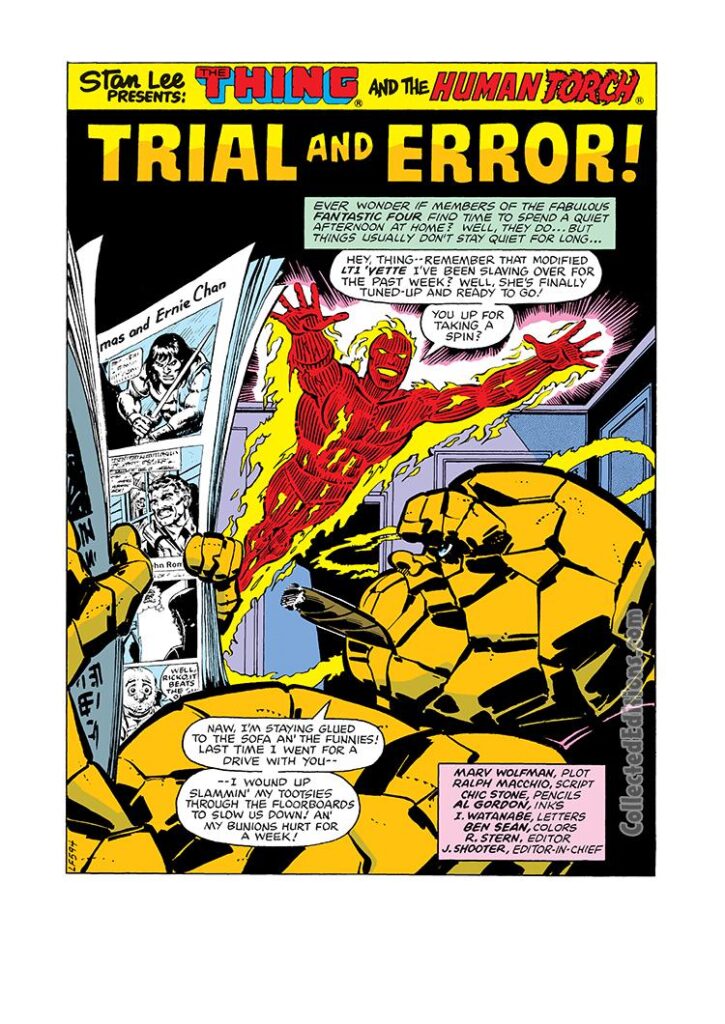 Marvel Two-In-One #59, pg. 1; pencils, Chic Stone; inks, Al Gordon; Thing/Human Torch