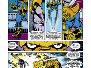 Marvel Two-In-One Annual #2, pg. 19; pencils, Jim Starlin; Thanos vs. Thing