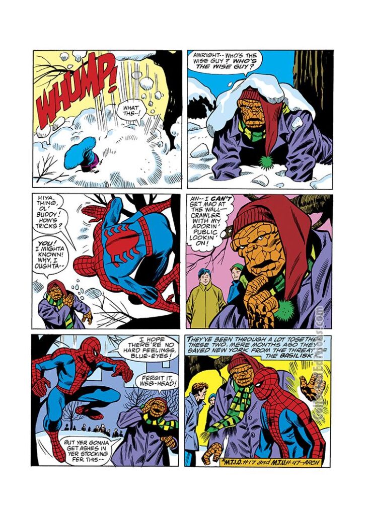 Marvel Treasury Edition #13, pg. 3; pencils, George Tuska; Spider-Man/Thing/Christmas