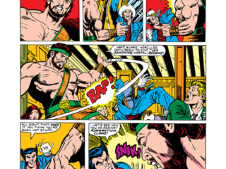 Marvel Treasury Edition #26, pg. 77; pencils, Ken Landgraf; inks, George P&eacute;rez; Hercules/Wolverine