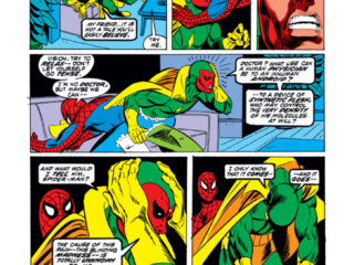 Marvel Team-Up #4, pg. 10; pencils, Gil Kane; inks, Steve Mitchell, Spider-Man/The Vision
