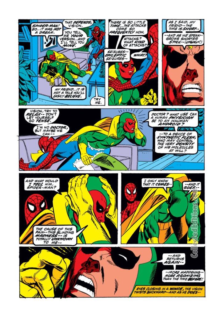 Marvel Team-Up #4, pg. 10; pencils, Gil Kane; inks, Steve Mitchell, Spider-Man/The Vision