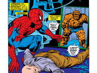 Marvel Team-Up #6, pg. 1; pencils, Gil Kane; inks, Mike Esposito; Spider-Man/The Thing/Puppet Master