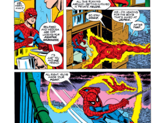 Marvel Team-Up #10, pg. 8; pencils, Jim Mooney; inks, Frank Giacoia; Spider-Man/Human Torch