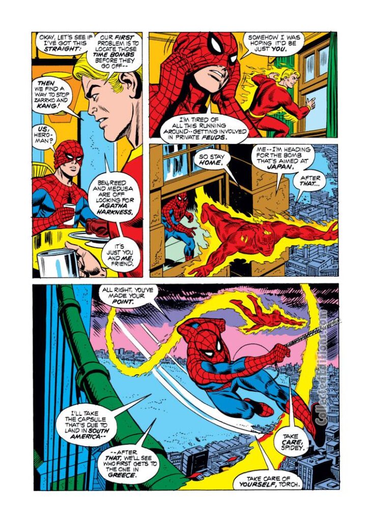 Marvel Team-Up #10, pg. 8; pencils, Jim Mooney; inks, Frank Giacoia; Spider-Man/Human Torch