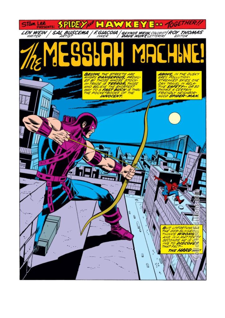 Marvel Team-Up #22, pg. 1; pencils, Sal Buscema; Spider-Man/Hawkeye