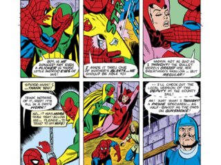 MTU #42, pg. 12; pencils, Sal Buscema; inks, Mike Esposito Marvel Team-Up #42, pg. 12; pencils, Sal Buscema; Vision and Scarlet Witch, Spider-Man