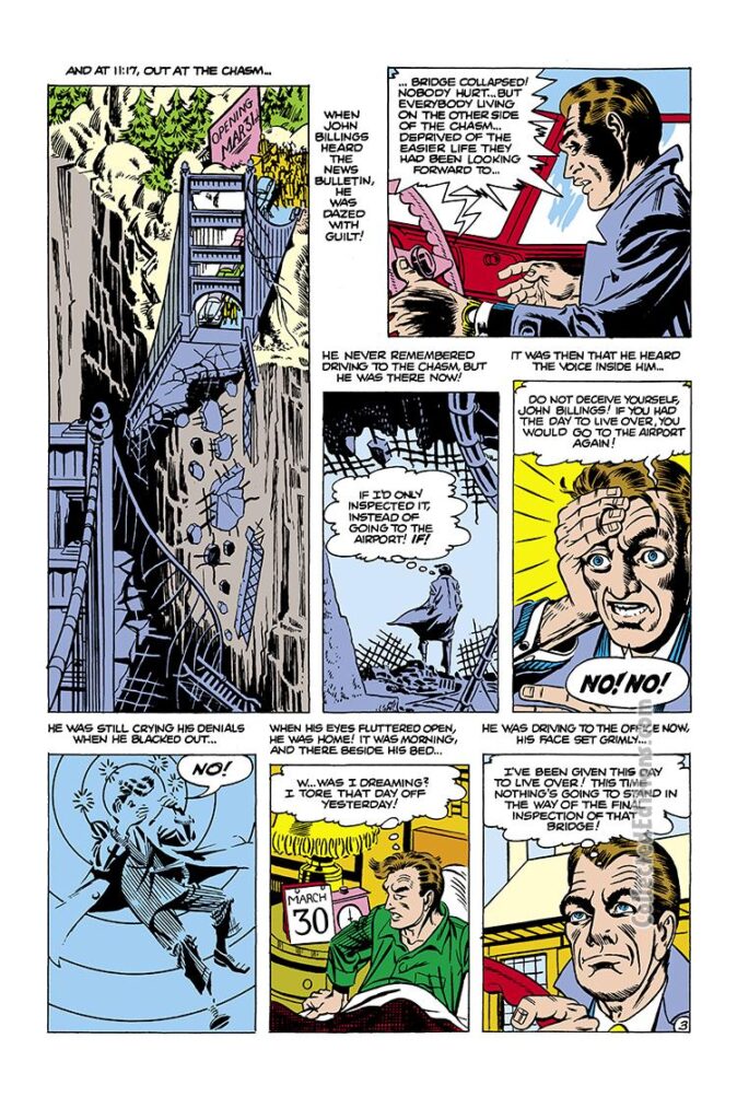 Mystery Tales #40, pg. 24; "March Has 24 Days"; Stan Lee/Steve Ditko/Twilight Zone/Atlas Era horror/sci-fi
