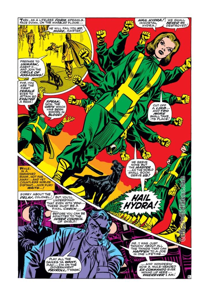 Nick Fury, Agent of S.H.I.E.L.D. #4, pg. 11; pencils and inks, Frank Springer; Hail Hydra, Laura Brown