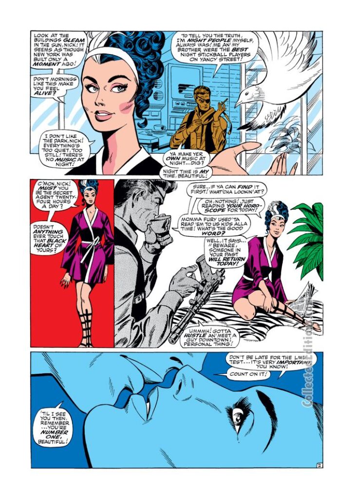 Nick Fury, Agent of S.H.I.E.L.D. #5, pg. 2; pencils, Jim Steranko; inks, John Targaglione; Contessa Valentina Allegro de Fontaine