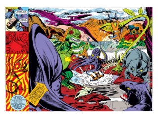 Nick Fury, Agent of S.H.I.E.L.D. #9, pgs. 12-13; pencils and inks, Frank Springer Nick Fury, Agent of S.H.I.E.L.D. #9, pgs. 12-13; pencils and inks, Frank Springer, double-page splash