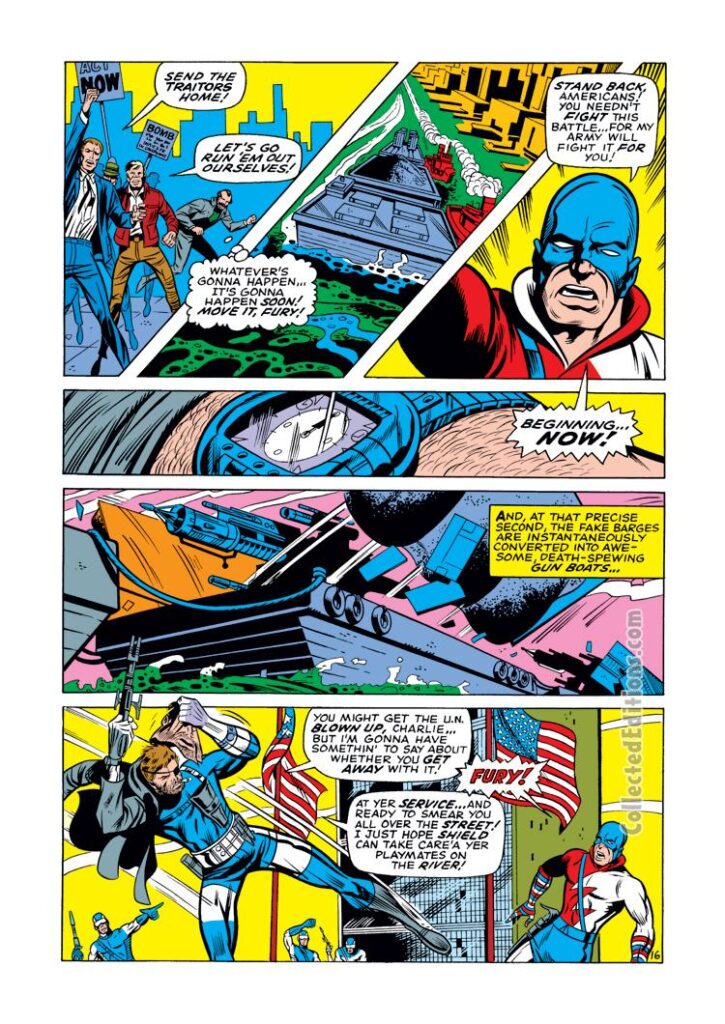Nick Fury, Agent of S.H.I.E.L.D. #13, pg. 16; pencils, Herb Trimpe; inks, Sam Grainger, Super-Patriot