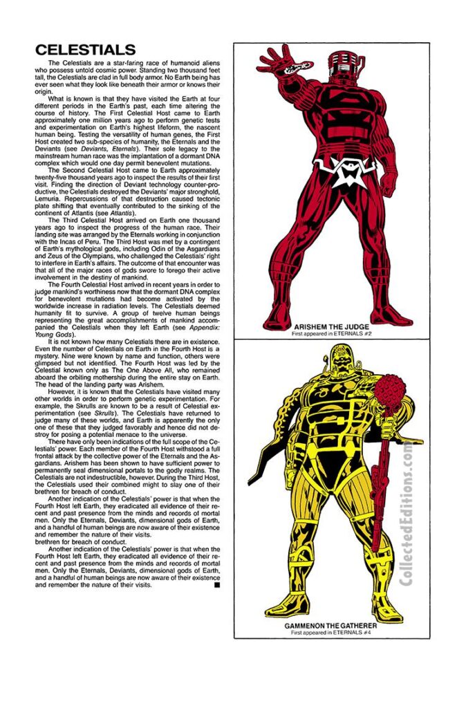Official Handbook of the Marvel Universe Deluxe Edition #2, pg. 56; Celestials