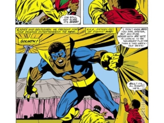 Power Man #24, pg. 10; pencils, George Tuska; inks, Dave Hunt; Black Goliath/Bill Foster/Luke Cage/Giant-Man