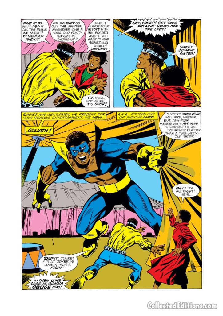 Power Man #24, pg. 10; pencils, George Tuska; inks, Dave Hunt; Bill Foster/Black Goliath/Giant-Man/Luke Cage