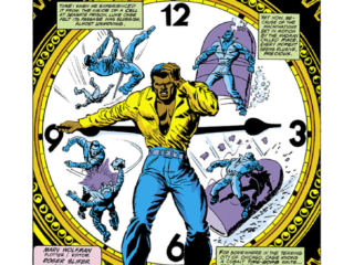 Power Man #46, pg. 1; pencils and inks, Lee Elias; Luke Cage