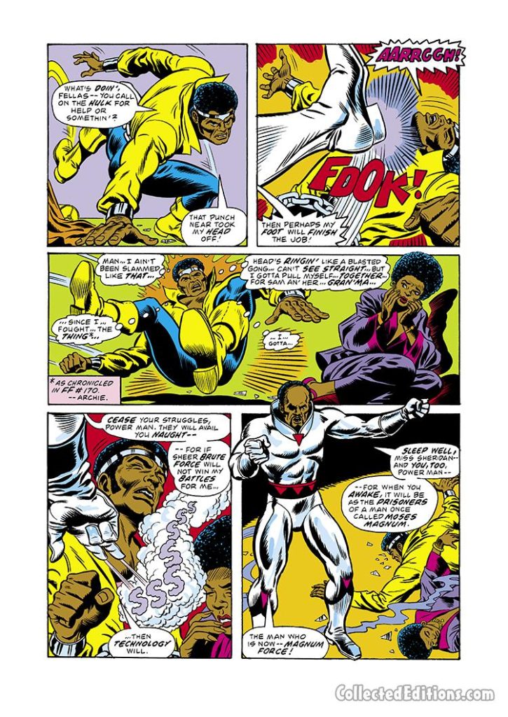 Power Man Annual #1, pg. 8; pencils, Lee Elias; Moses Magnum, Luke Cage