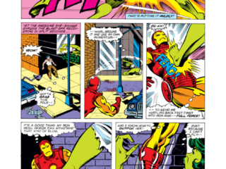 Savage She-Hulk #6, pg. 7; pencils, Mike Vosburg; inks, Chic Stone; Iron Man
