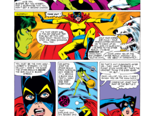 Savage She-Hulk #14, pg. 16; pencils, Mike Vosburg; Patsy Walker, Hellcat, Man-Wolf