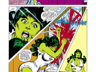 Savage She-Hulk #19, pg. 2; pencils, Mike Vosburg; inks, Frank Springer
