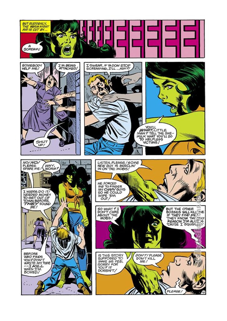 Savage She-Hulk #21, pg. 10; pencils, Mike Vosburg; inks, Frank Springer
