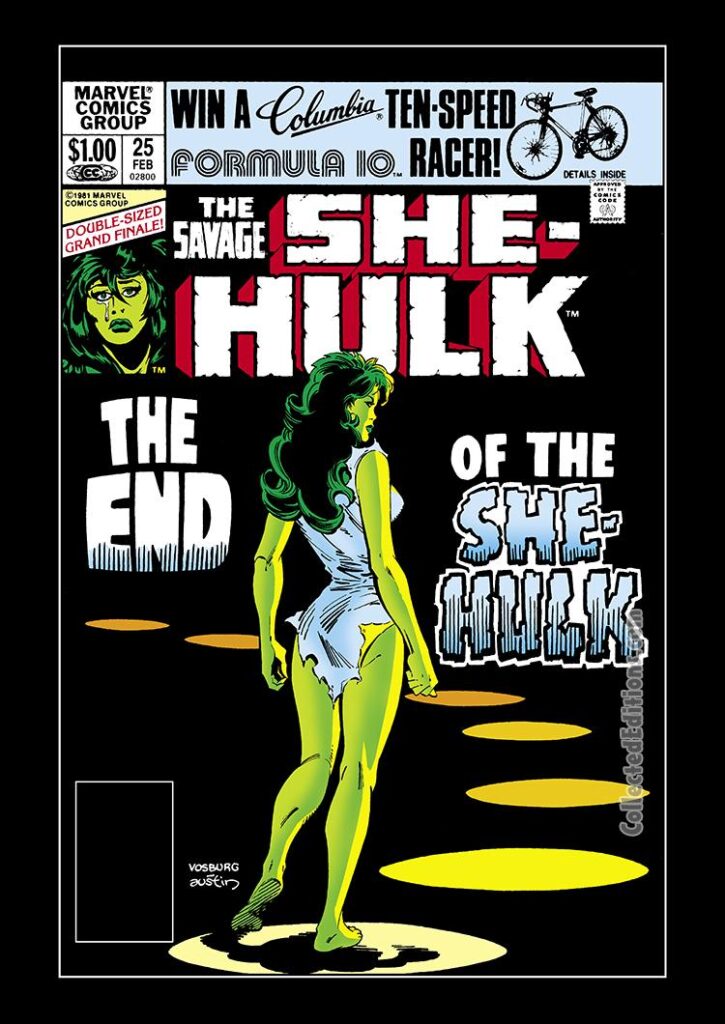 Savage She-Hulk #25 cover; pencils, Mike Vosburg; inks, Terry Austin; The End of the She-Hulk/Jennifer Walters