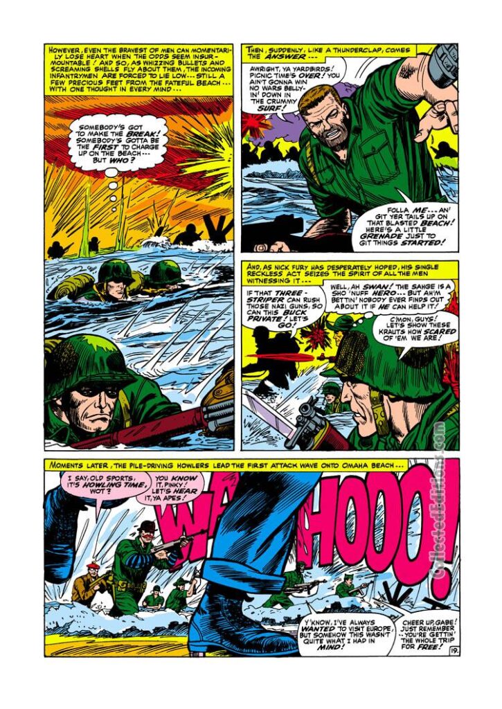 Sgt. Fury and His Howling Commandos Annual #2, pg. 19; pencils, Dick Ayers; inks, John Tartaglione; Nick Fury