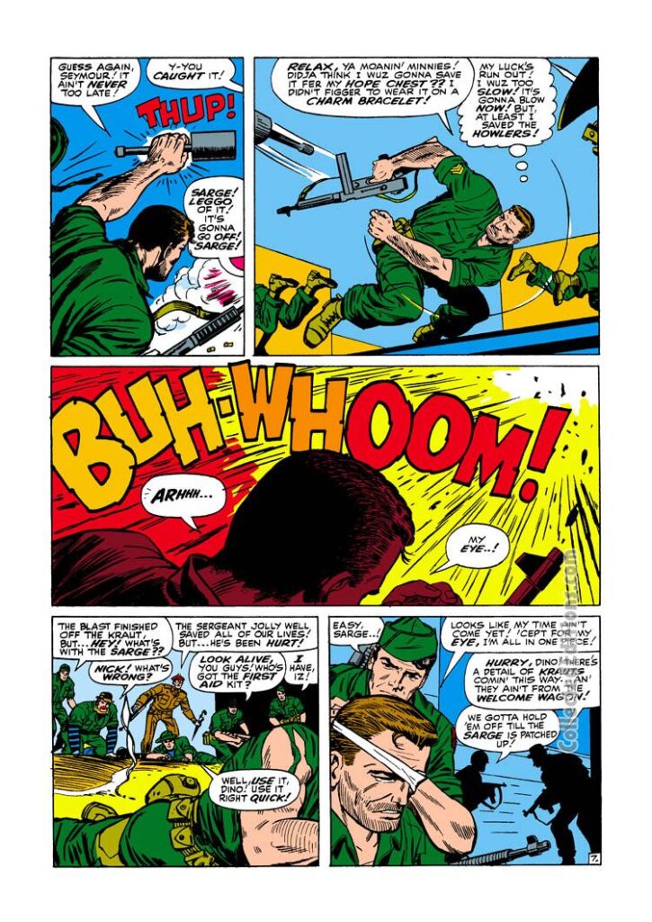 Sgt. Fury and His Howling Commandos #27, pg. 7; pencils, Dick Ayers; inks, John Tartaglione; Nick Fury