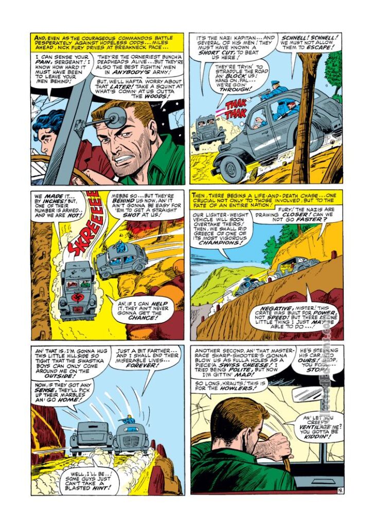 Sgt. Fury and His Howling Commandos #33, pg. 19; pencils, Dick Ayers; inks, John Tartaglione, Nick Fury