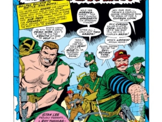 Sgt. Fury and His Howling Commandos #41, pg. 1; pencils, Dick Ayers; inks, John Tartaglione; Nick Fury, Blitzkrieg in Britain, Dum Dum Dugan, Gabriel Jones