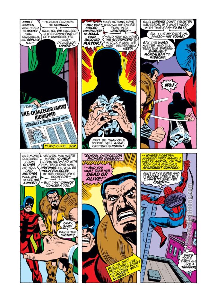 Spectacular Spider-Man #2, pg. 5; pencils, Sal Buscema; Peter Parker/Kraven the Hunter/Tarantula