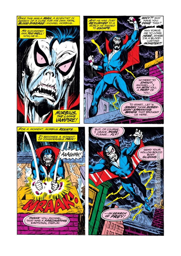 Spectacular Spider-Man #7, pg. 6; pencils, Sal Buscema; Peter Parker, Morbius