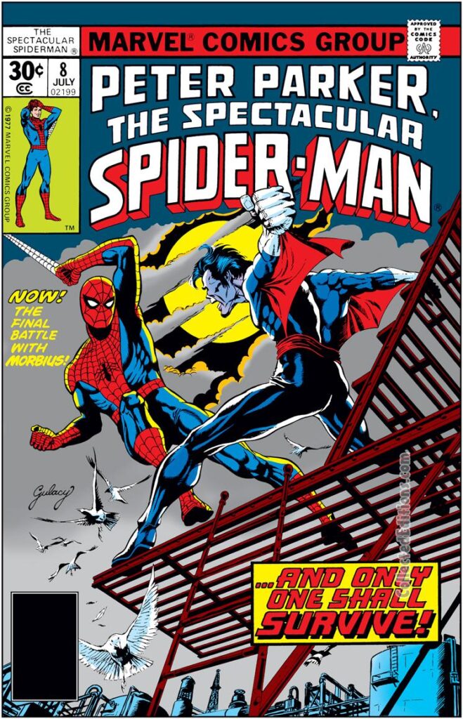 Spectacular Spider-Man #8 cover; pencils and inks, Paul Gulacy; Morbius/Peter Parker
