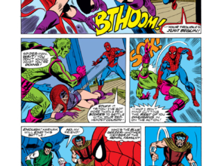 Spectacular Spider-Man #11, pg. 14; pencils, Jim Mooney; Medusa/Karnak/Gorgon/Triton/Peter Parker/Inhumans