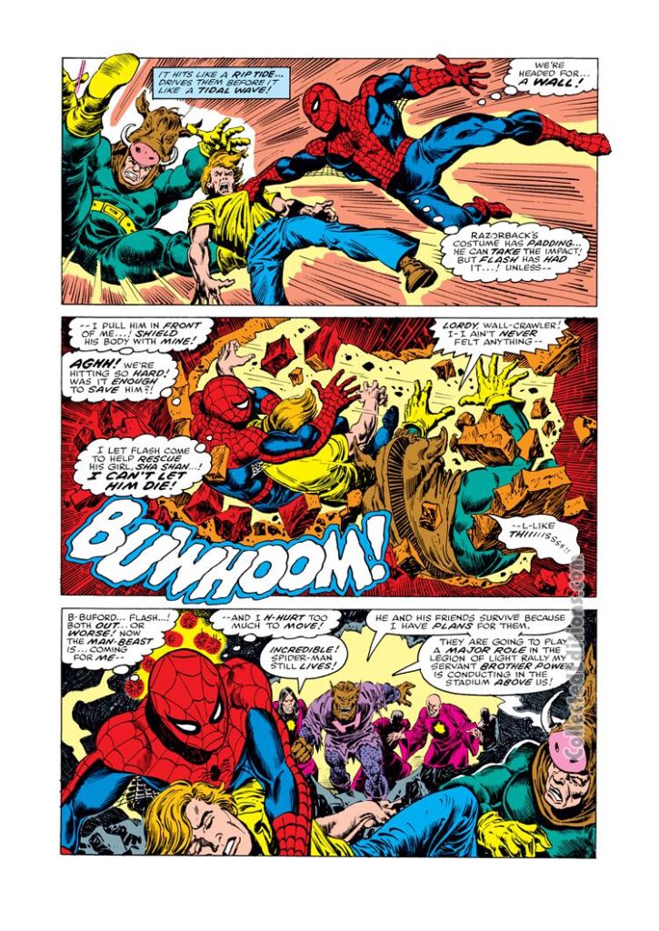 Spectacular Spider-Man #15, pg. 2; pencils, Sal Buscema; Peter Parker/Razorback