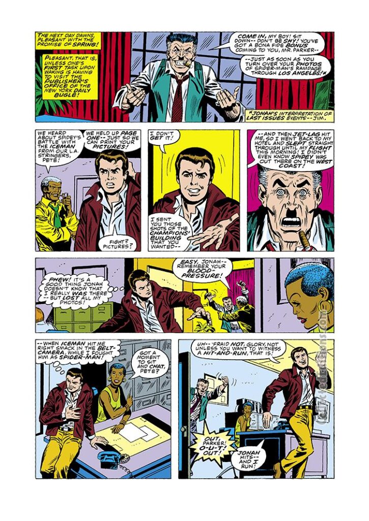 Spectacular Spider-Man #19, pg. 5; pencils, Sal Buscema; Peter Parker/J. Jonah Jameson