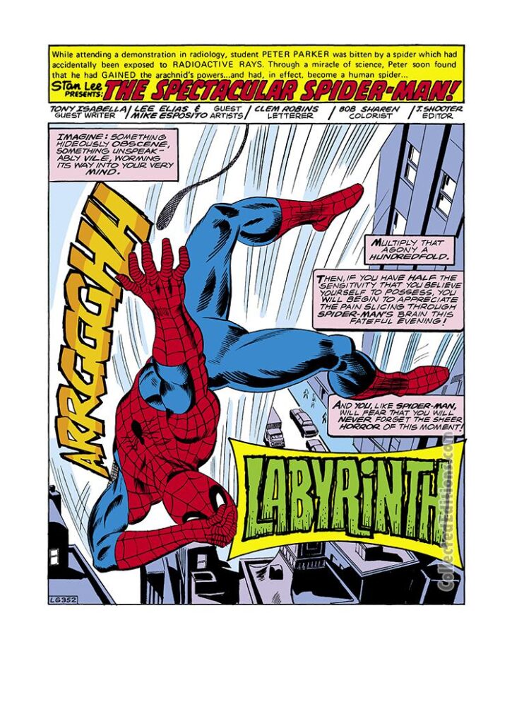 Peter Parker Spectacular Spider-Man #35, pg. 11; breakdowns, Lee Elias; finished art and inks, Mike Esposito; Labyrinth