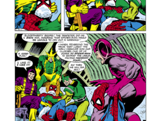Peter Parker Spectacular Spider-Man #42, pg. 17; pencils, Mike Zeck; inks, Jim Mooney; Frightful Four/Electro/Wizard/Sandman/Trapster