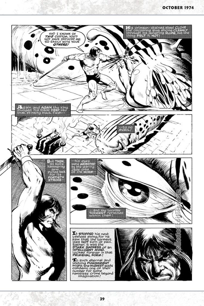 Savage Sword of Conan #2; Kull in “The Beast From the Abyss”, pg. 10; pencils, Howard Chaykin; inks, The Crusty Bunkers
