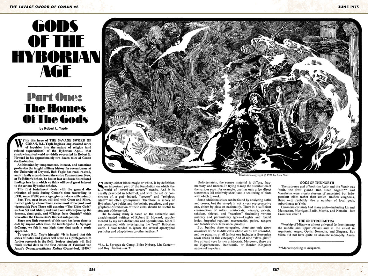 Savage Sword of Conan #6; article by Robert Yaple; art by Alex Niño