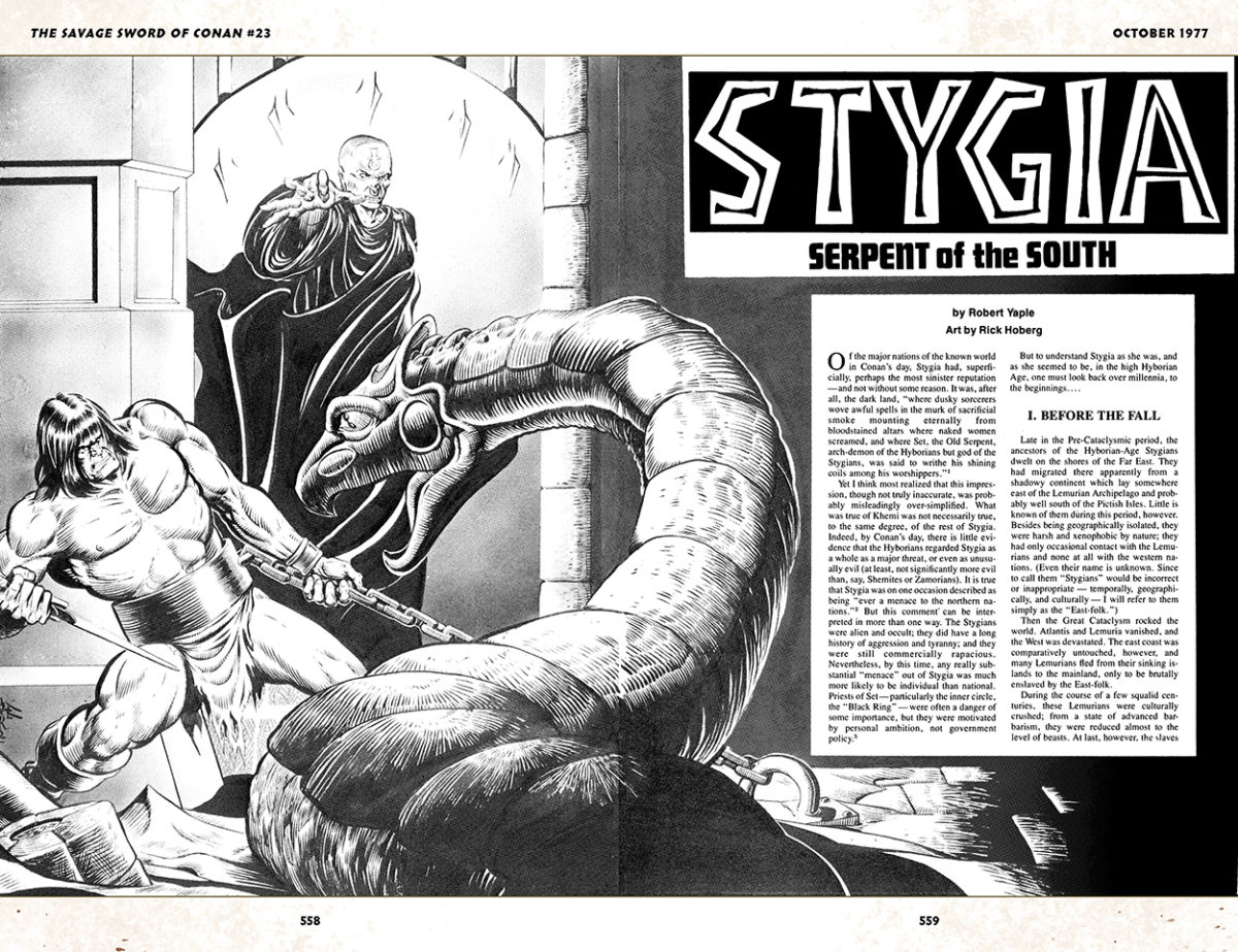 Savage Sword of Conan #23; article by Robert Yaple, art by Rick Hoberg
