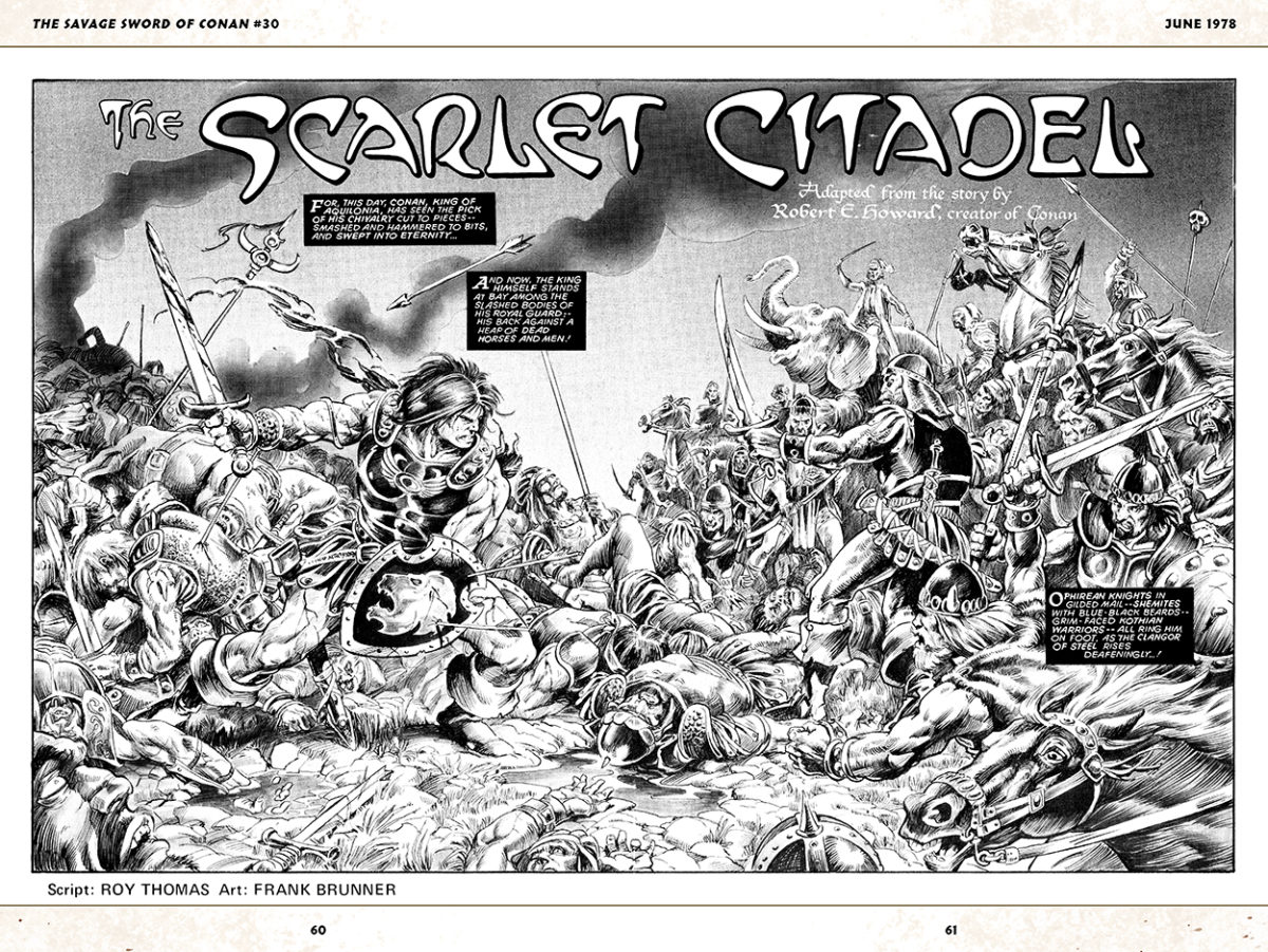 Savage Sword of Conan #30; pencils and inks, Frank Brunner; The Scarlet Citadel