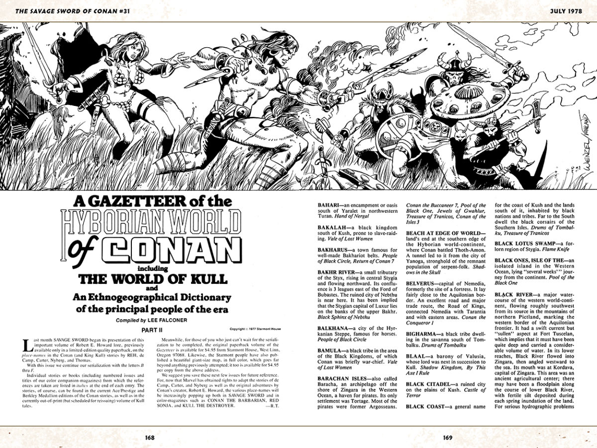 Savage Sword of Conan #31; article by Lee Falconer; art by Dave Wenzel and Duffy Vohland