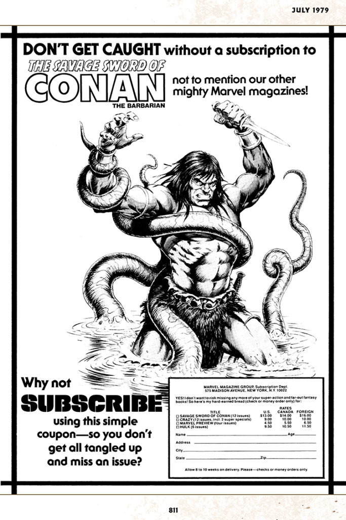 Savage Sword of Conan #42; subscription ad