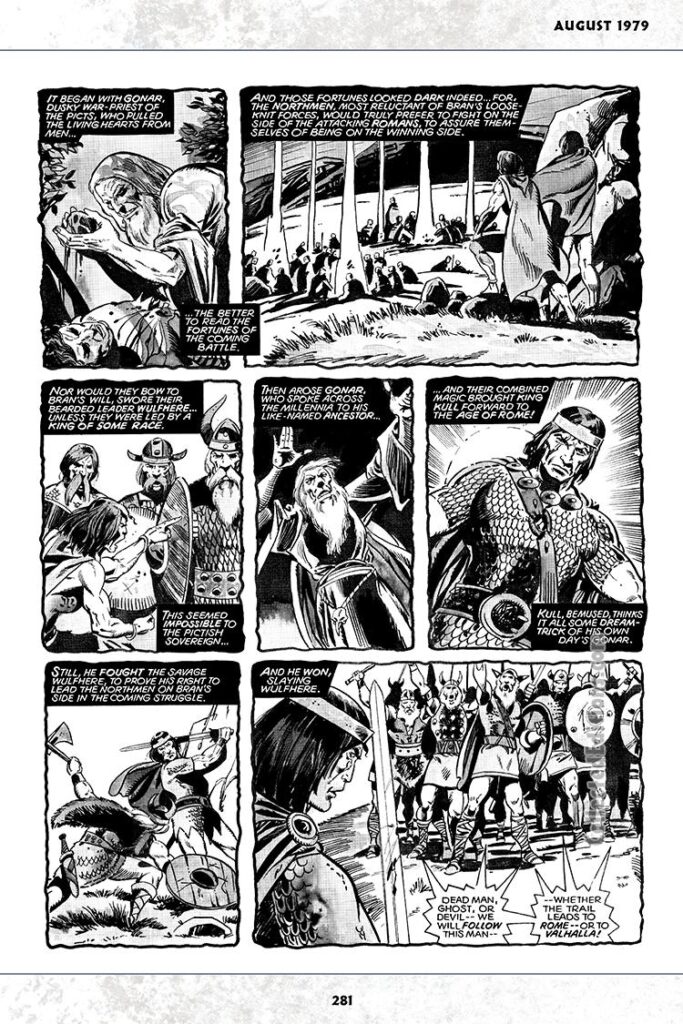 Savage Sword of Conan #43; Kull and Bran Man Morn in “Kings of the Night, Part II: Pass of Death”, pg. 2; pencils and inks, David Wenzel