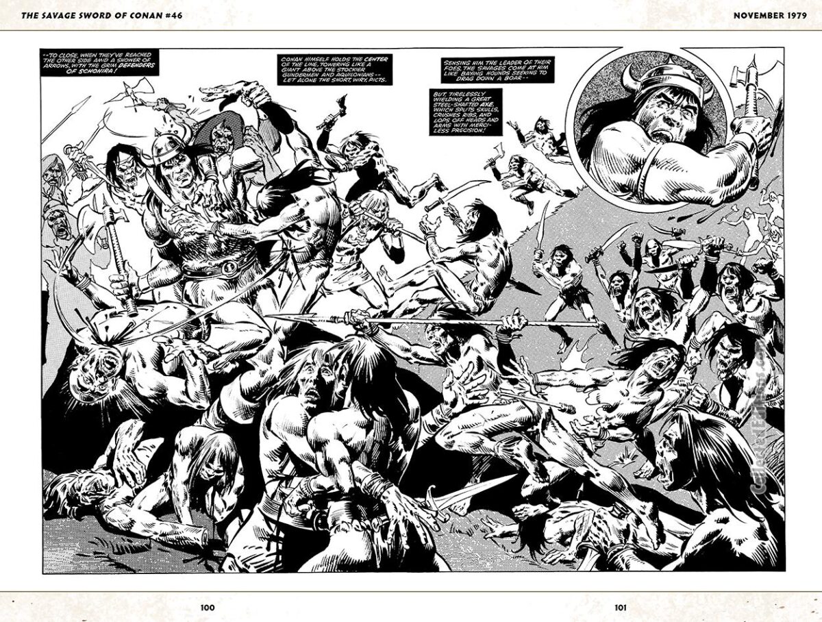 Savage Sword of Conan #46, pgs. 36-37; pencils, Ernie Colon; inks, Tony DeZuniga