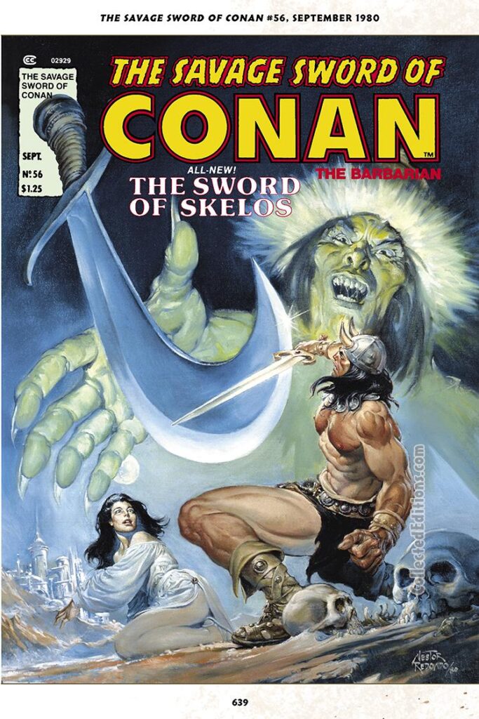 Savage Sword of Conan #56 cover; painted art, Nestor Redondo; the Sword of Skelos