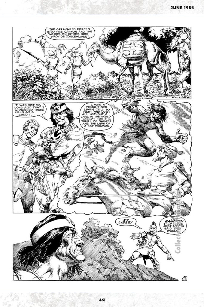 Savage Sword of Conan #125; Kull in “Trail of Blades”, pg. 2; pencils and inks, Geof Isherwood